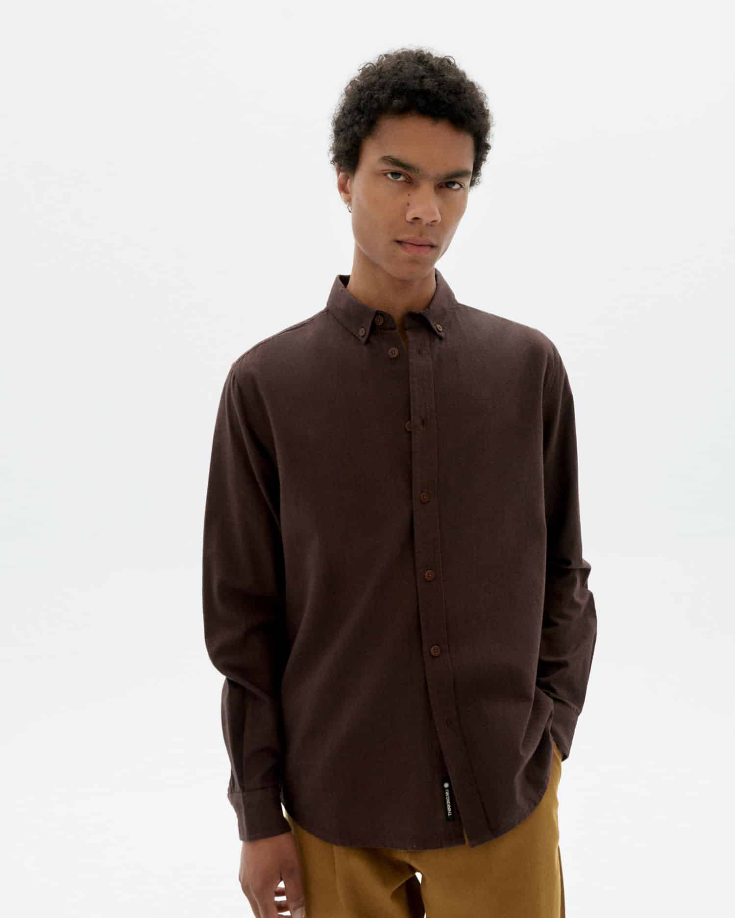 thinking mu homme chemise microchecks ant bleu gris coton bio l armoire poethique  1 