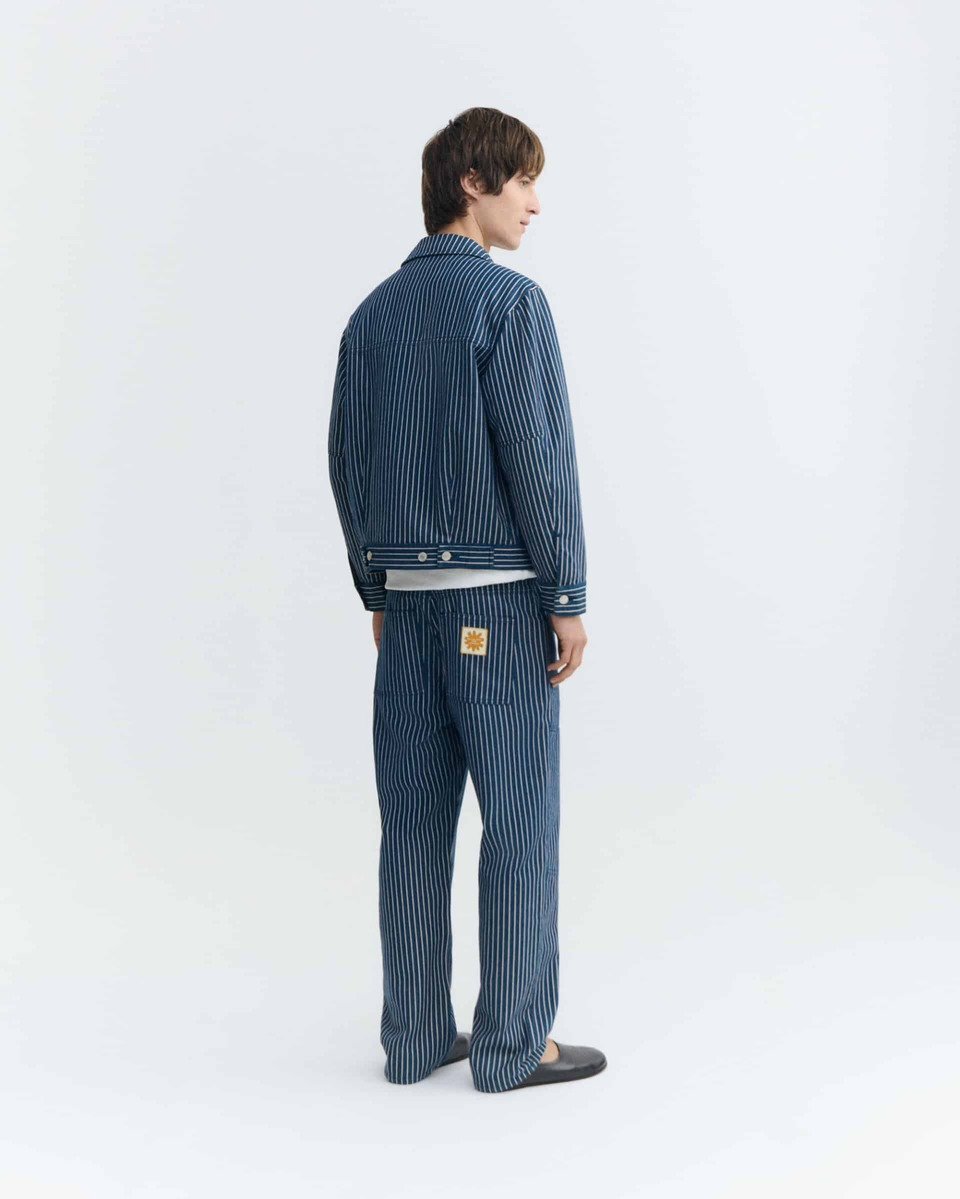 thinking mu homme pantalon railway stripes stan bleu coton bio l armoire poethique  3 