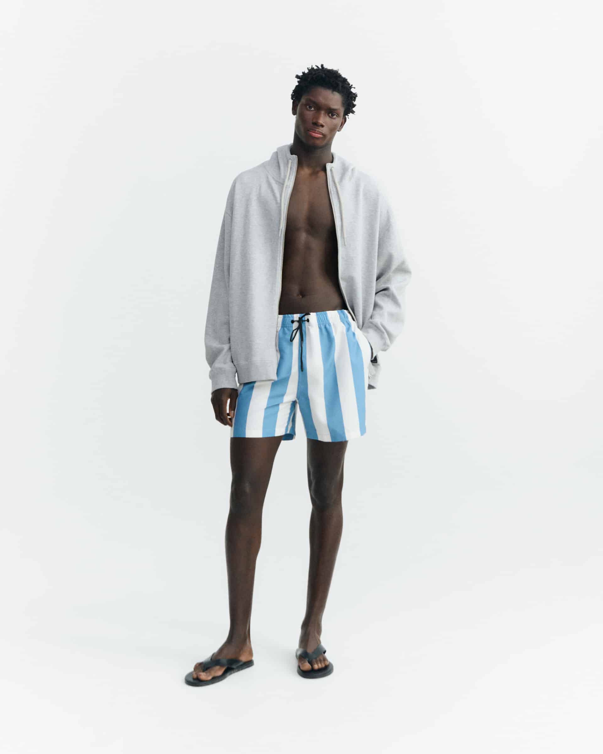 thinking mu homme short de bain pool stripes limpopo bleu blanc polyester recycle l armoire poethique  2 