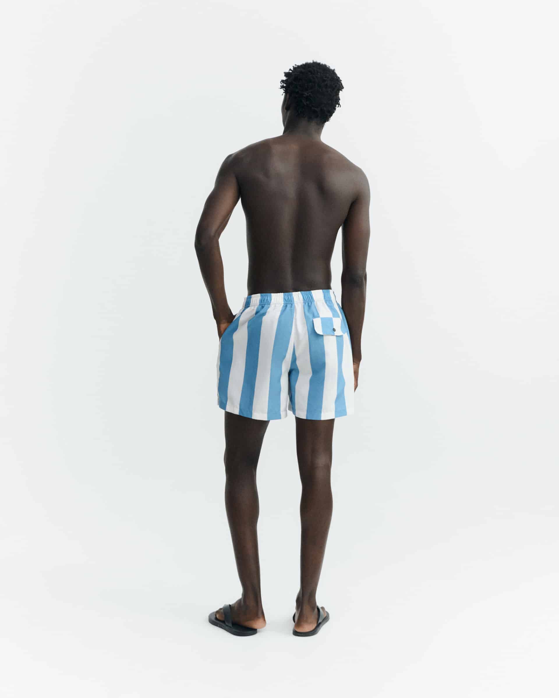 thinking mu homme short de bain pool stripes limpopo bleu blanc polyester recycle l armoire poethique  4 