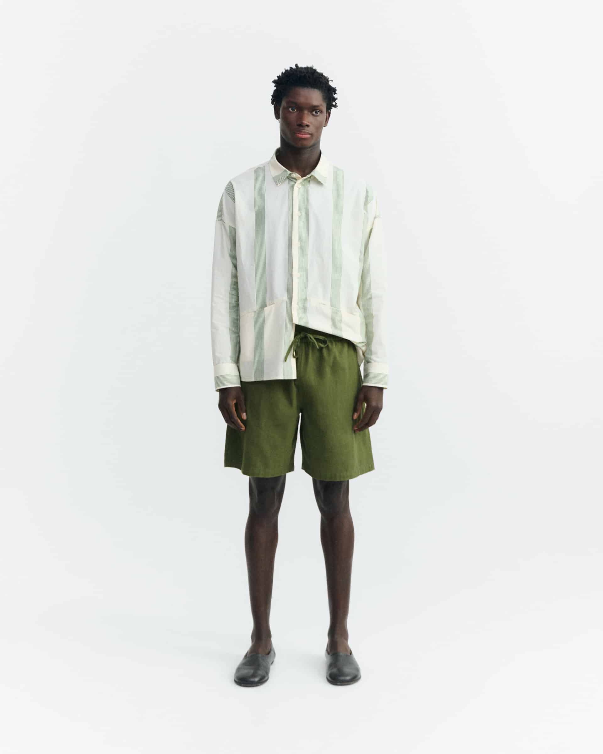 thinking mu homme short kentia henry coton bio vert olive l armoire poethique  2 
