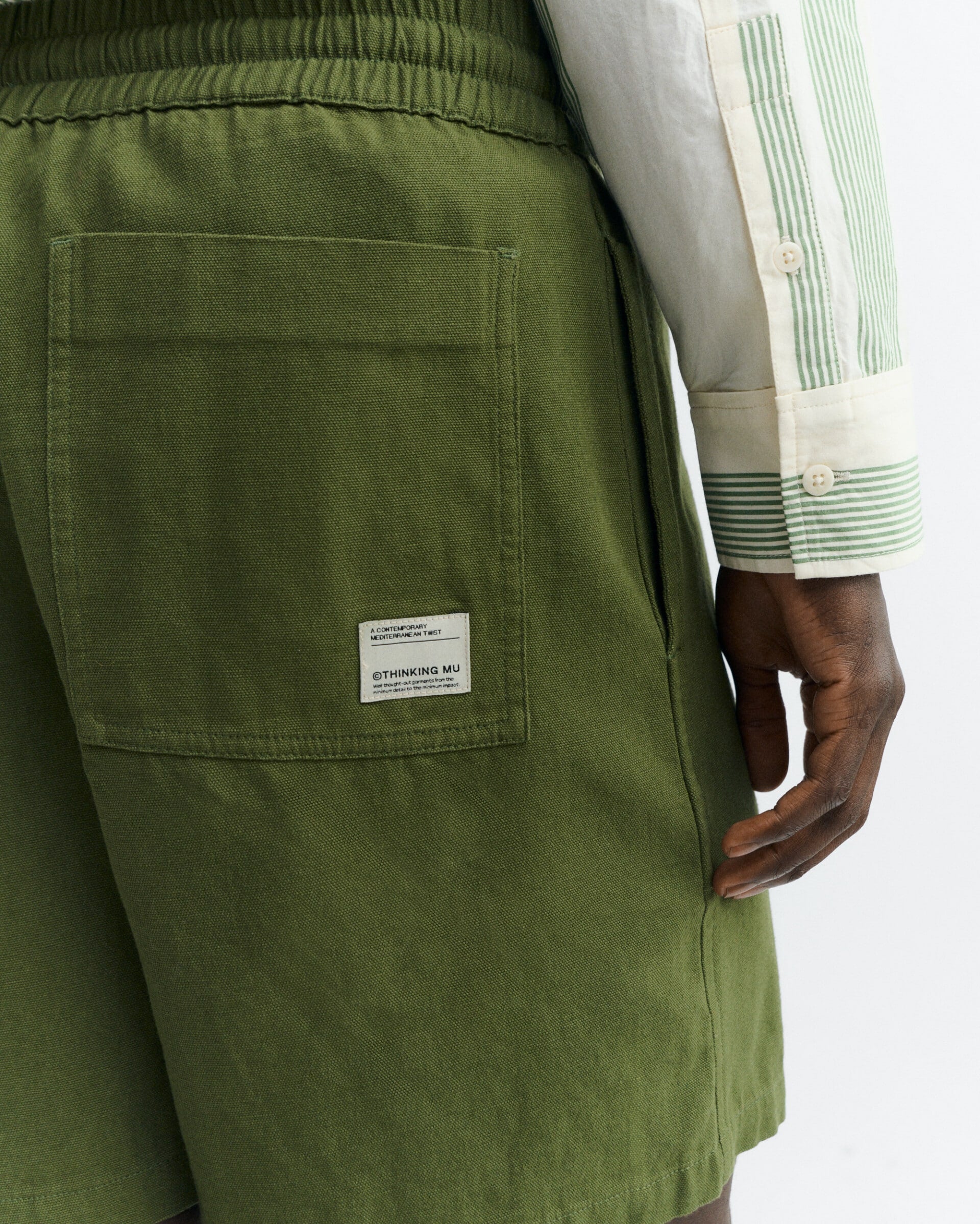 thinking mu homme short kentia henry coton bio vert olive l armoire poethique  5 
