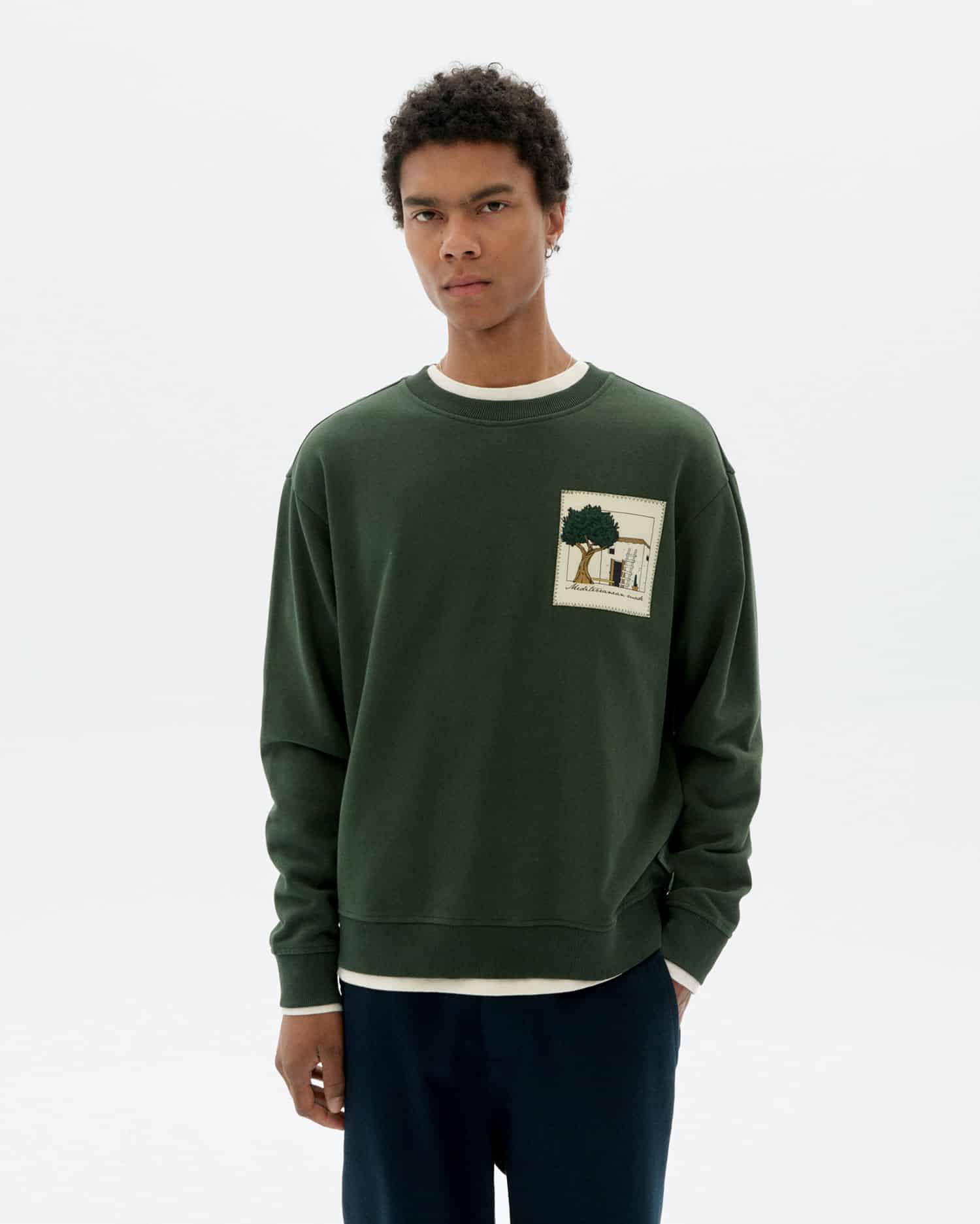 thinking mu homme sweat house leon vert bouteille coton bio l armoire poethique  1 