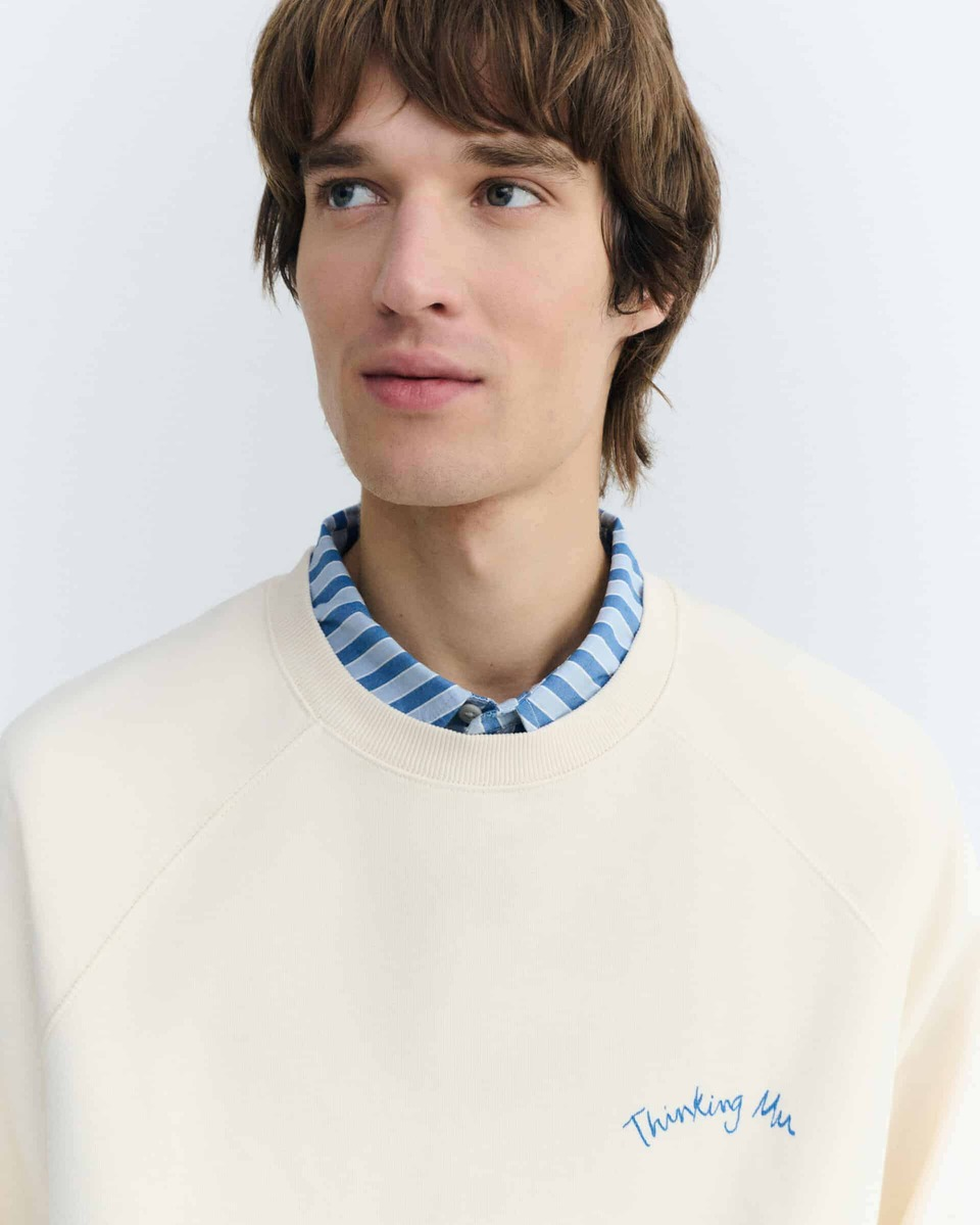 thinking mu homme sweat poisson dori patch pepe coton bio ecru l armoire poethique  4 