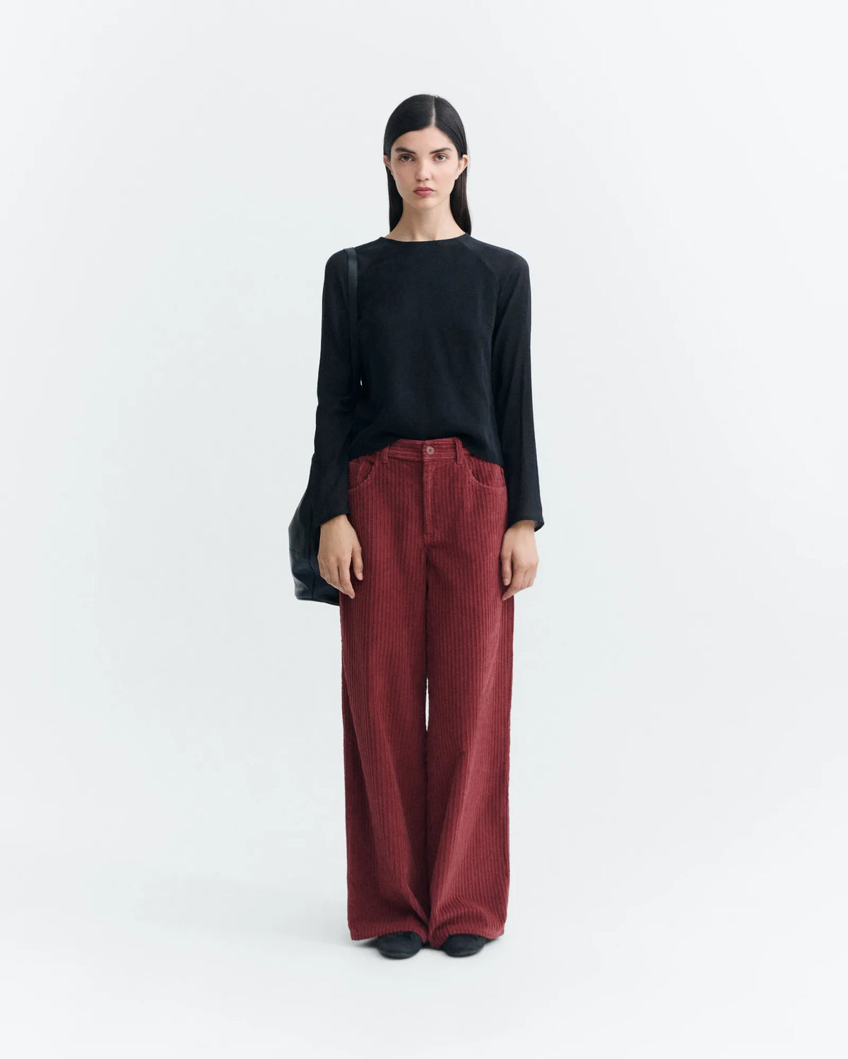 thinking mu pantalon large en velours de coton bio hedda brun acajou l armoire poethique