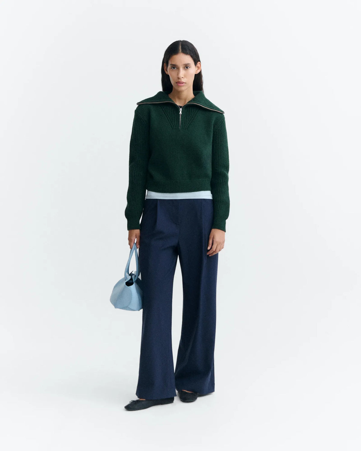 thinking mu pull col camionneur en laine tanit vert fonce l armoire poethique