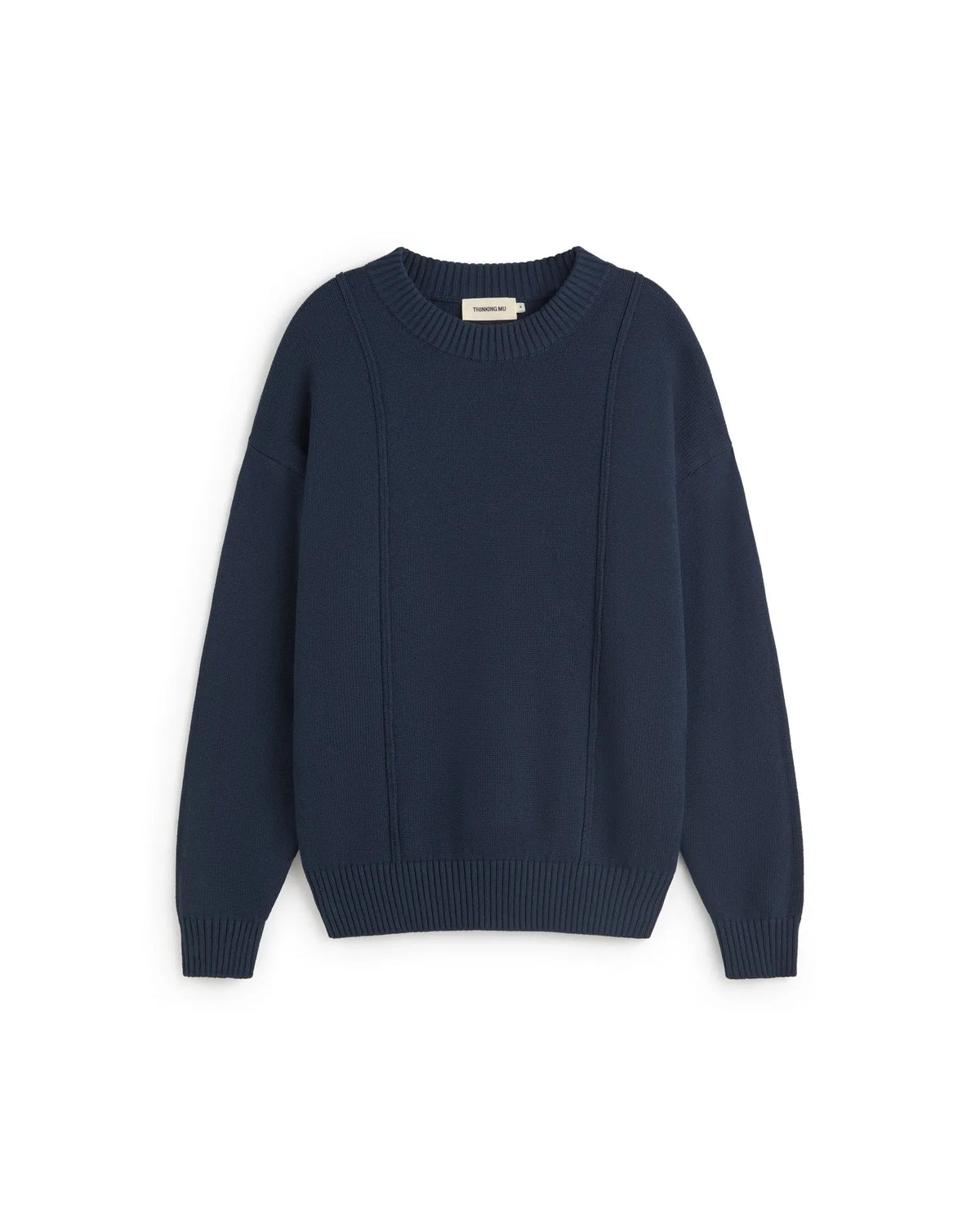 thinking mu pull en coton bio et coton recycle cole knitted bleu marine l armoire poethique
