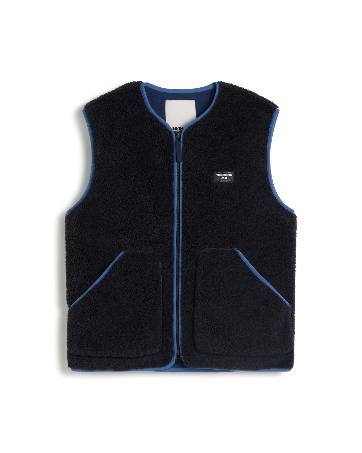 thinking mu veste polaire sans manches en polyester recycle troy bleu marine l armoire poethique