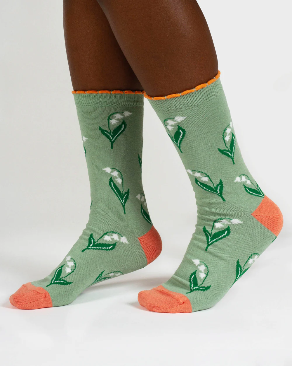 thought femme chaussette muguet birth flower viscose bambou vert orange l armoire poethique  2 