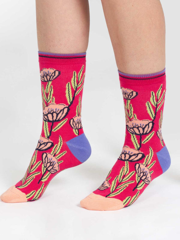 thought femme chaussette panterly floral viscose bambou corail l armoire poethique  3 