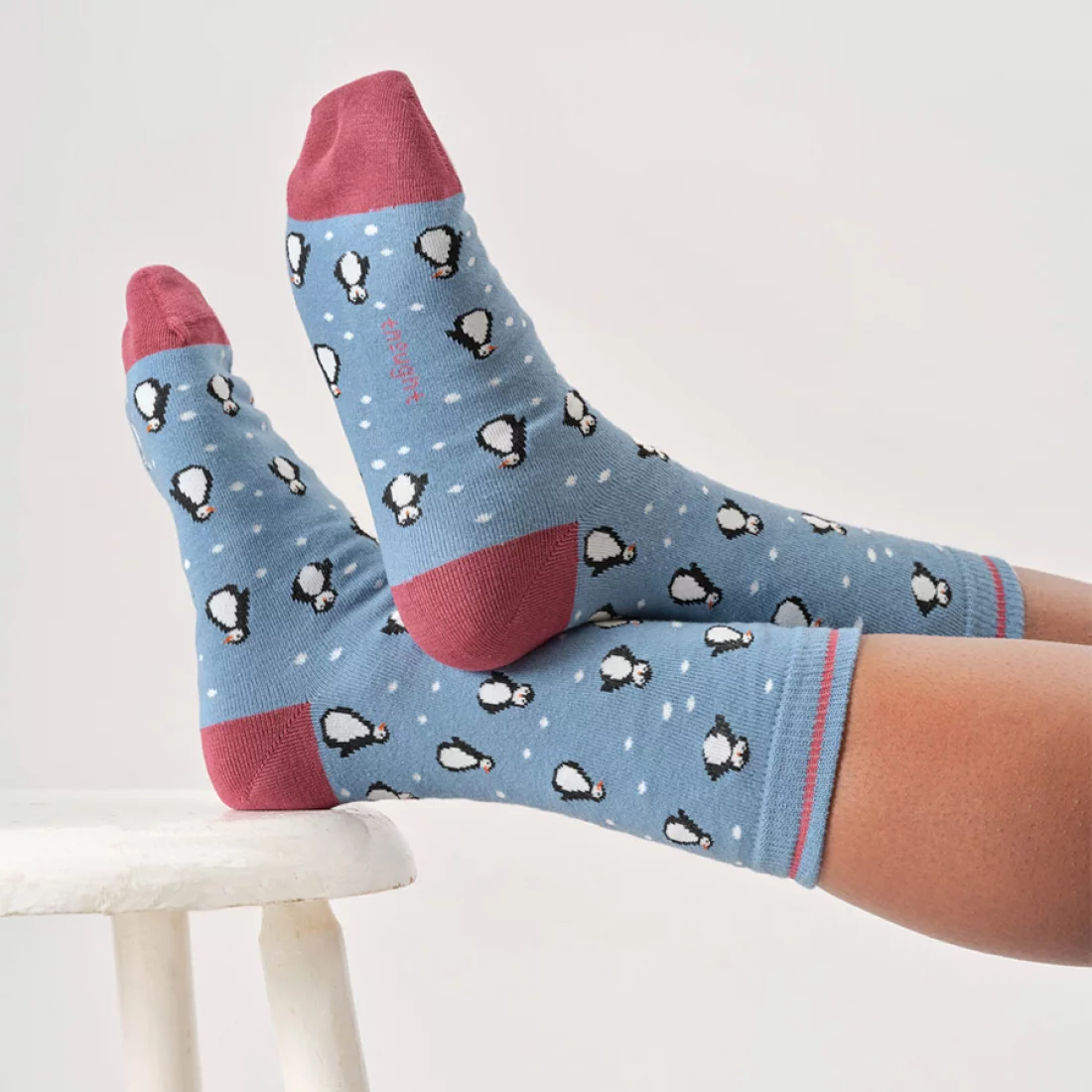 thought femme chaussette pingouin viscose bambou bleu l armoire poethique  3 