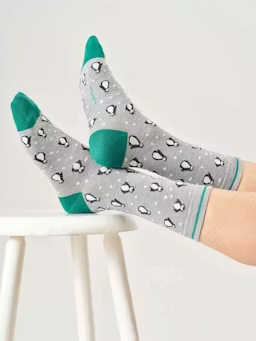 thought femme chaussette pingouin viscose bambou gris vert l armoire poethique  1 