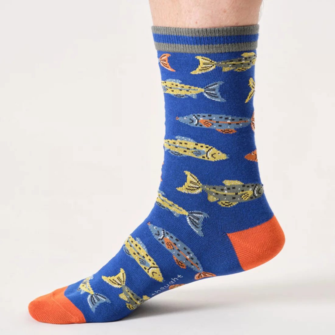 thought homme chaussette river fishing coton bio bleu orange vert l armoire poethique  1 