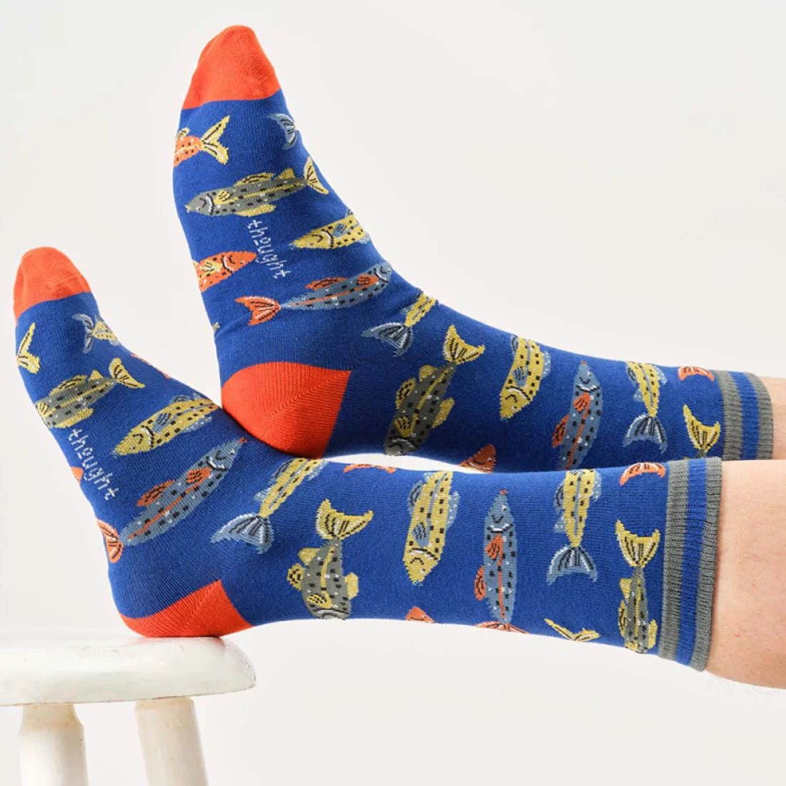 thought homme chaussette river fishing coton bio bleu orange vert l armoire poethique  3 