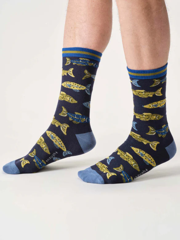 thought homme chaussette river fishing coton bio bleu vert l armoire poethique  2 
