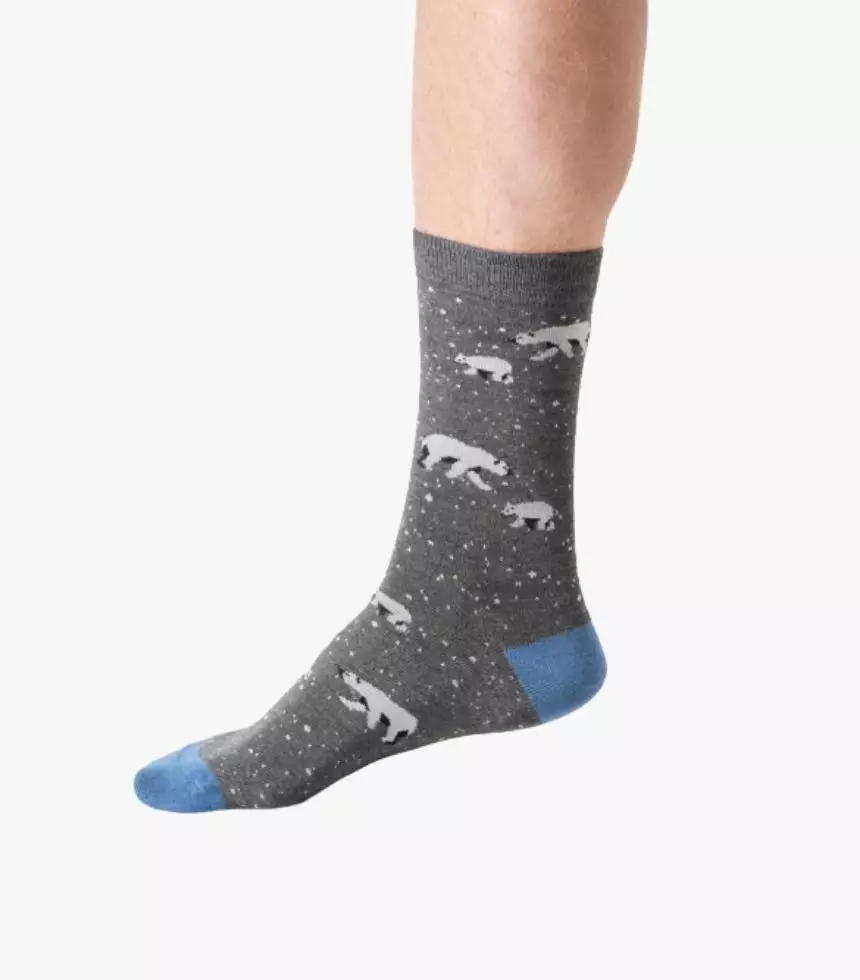 thought homme chaussette wintery polar bear viscose bambou gris l armoire poethique  3 