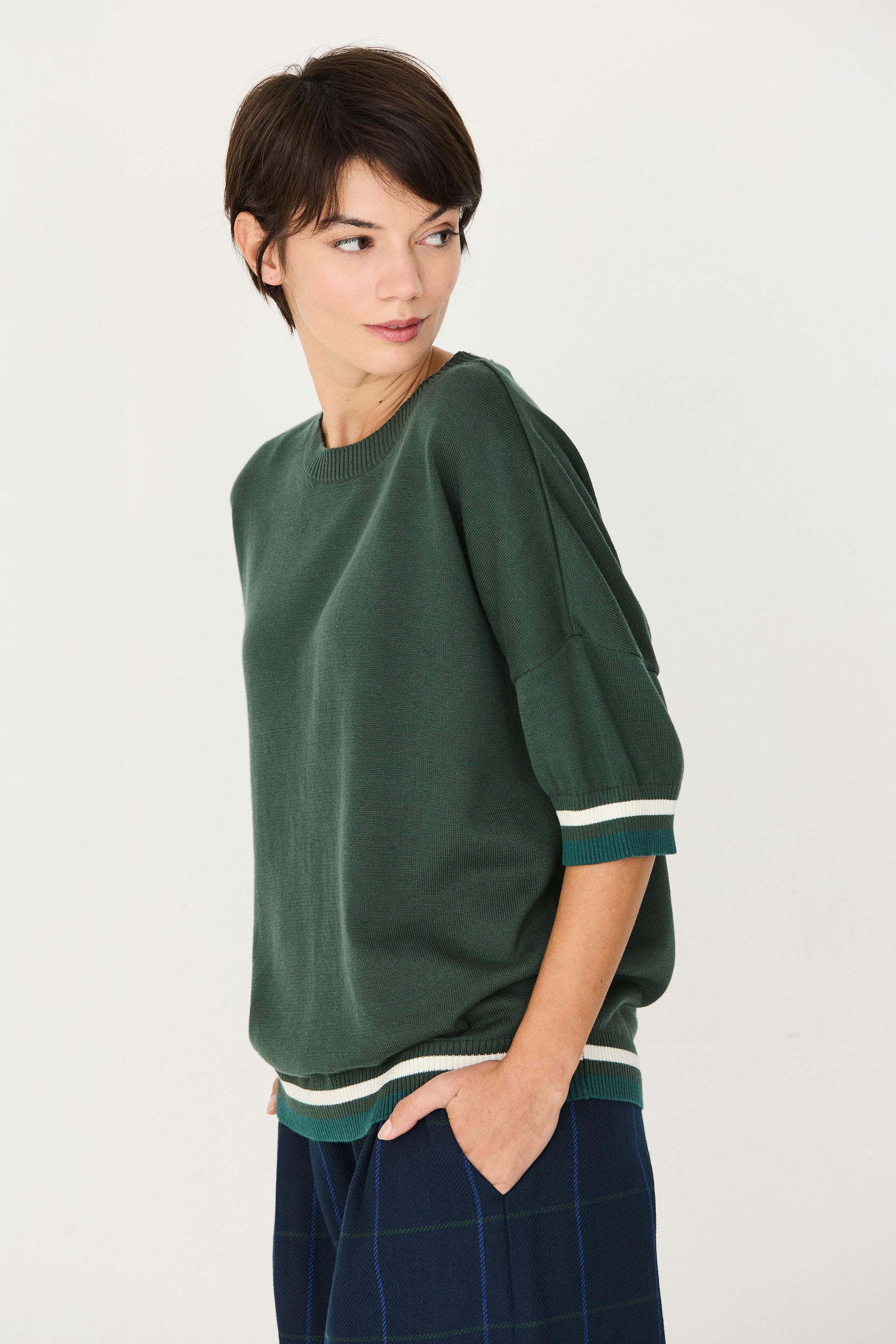 top en coton bio dorleta  vert fonc skfk femme top dorleta coton bio vert fonc l armoire poethique 1