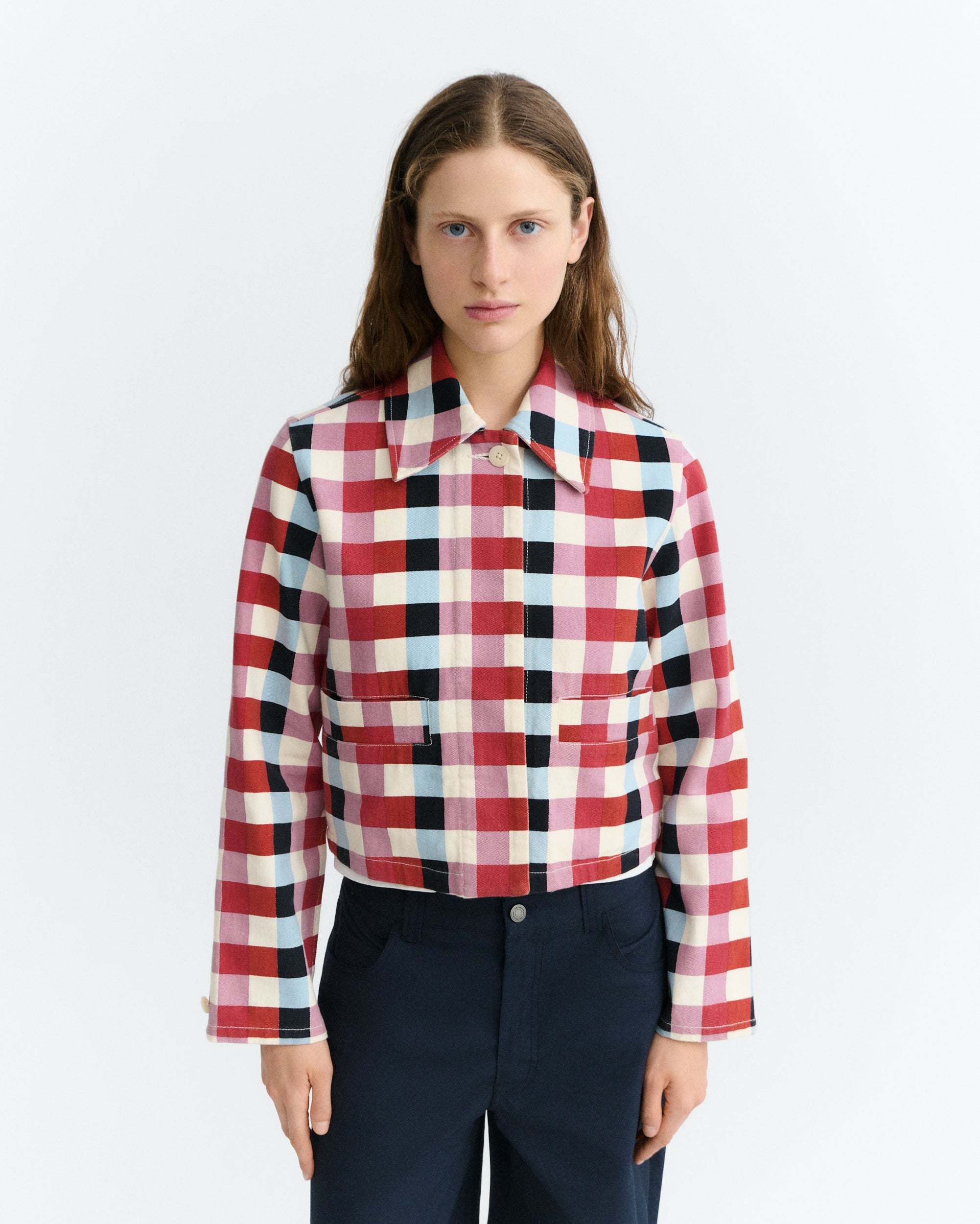 veste  carreaux en coton bio cheshire checks astrid  multicolore thinking mu femme veste carreaux astrid cheshire checks coton bio multicolore l armoire poethique 1