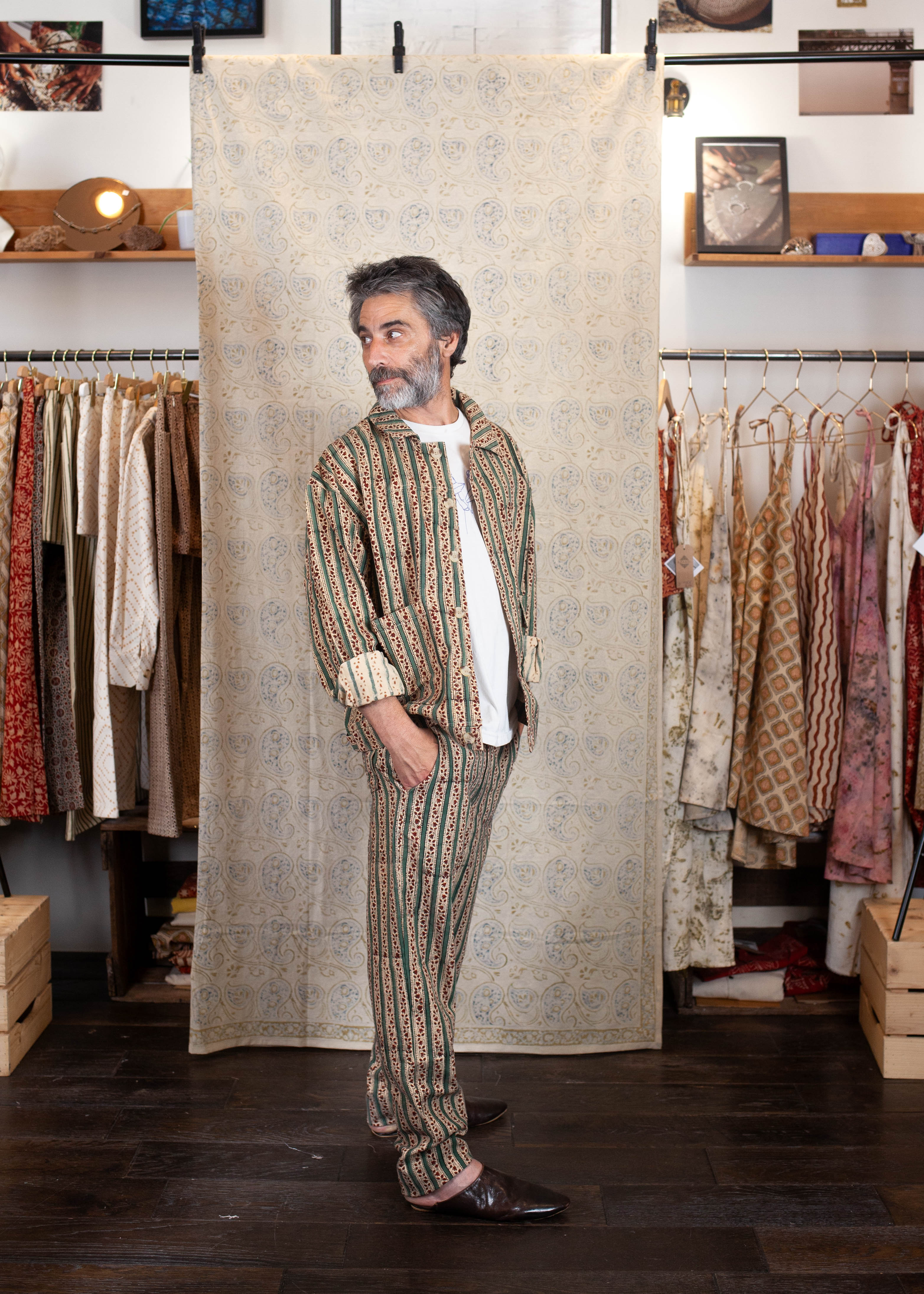 veste skanda en coton bio jasmin  vert et bordeaux azaadi homme veste skanda jasmin denim bio l armoire poethique 4