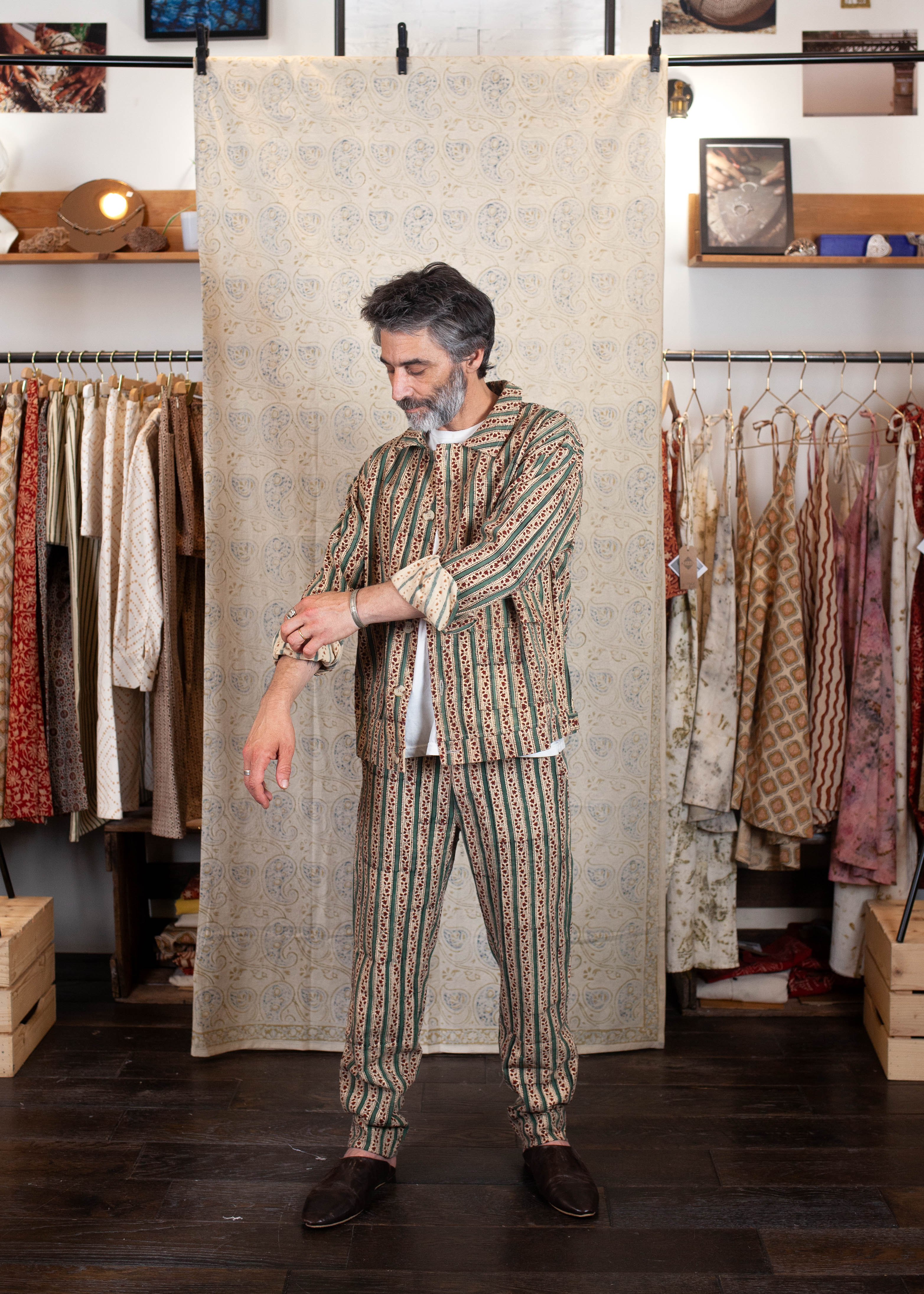 veste skanda en coton bio jasmin  vert et bordeaux azaadi homme veste skanda jasmin denim bio l armoire poethique 5